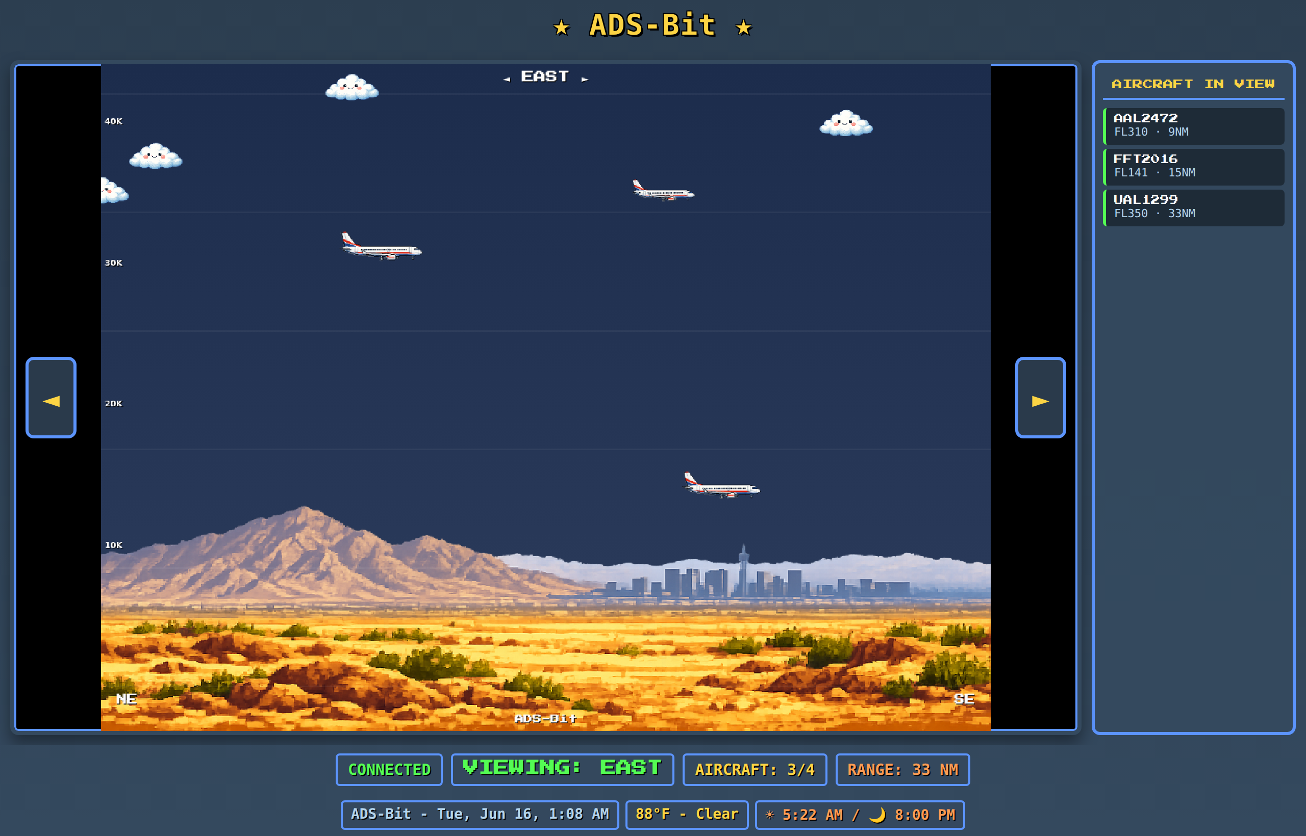 Live viewer with aircraft in view