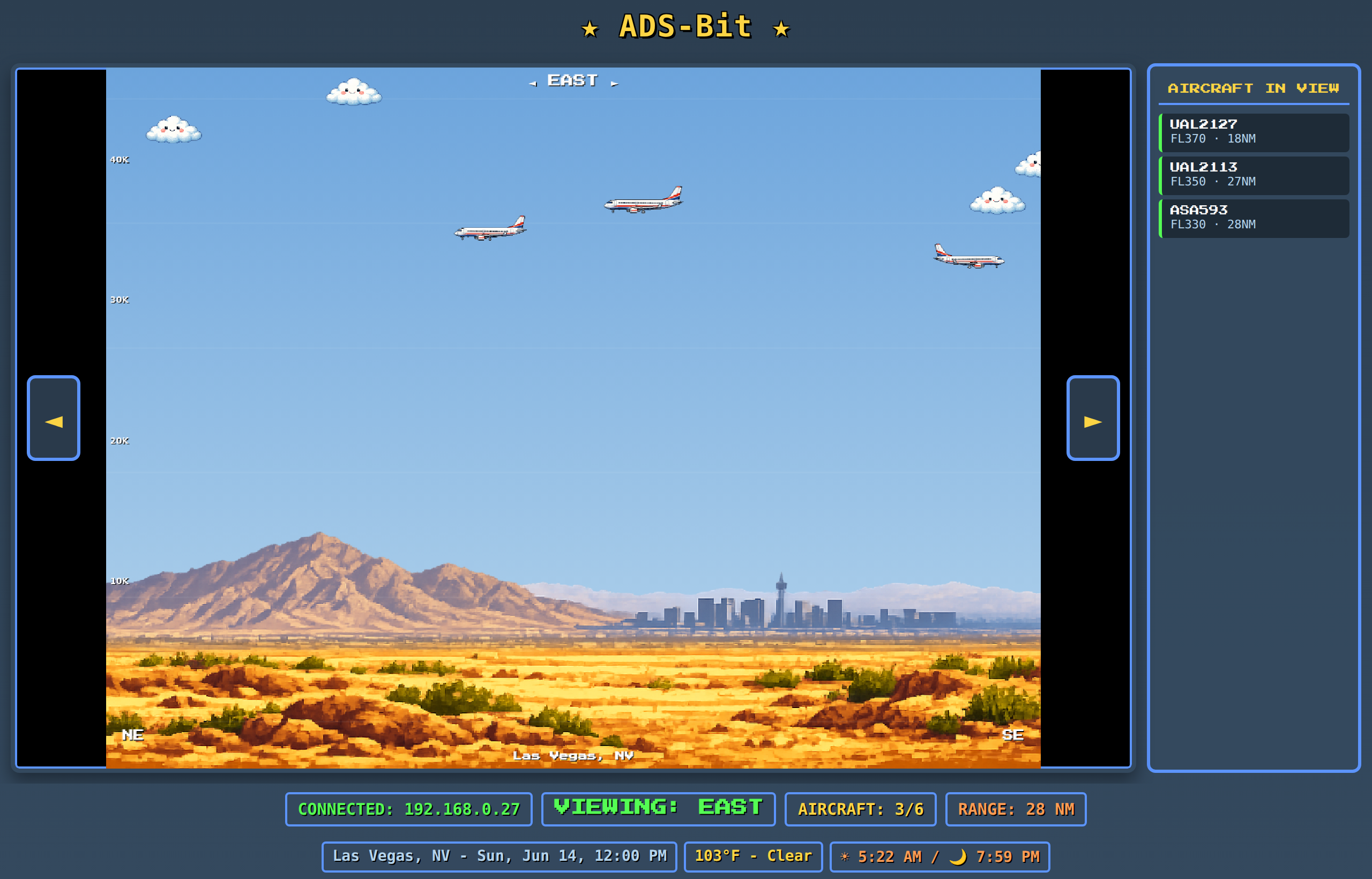 Live viewer with aircraft in view