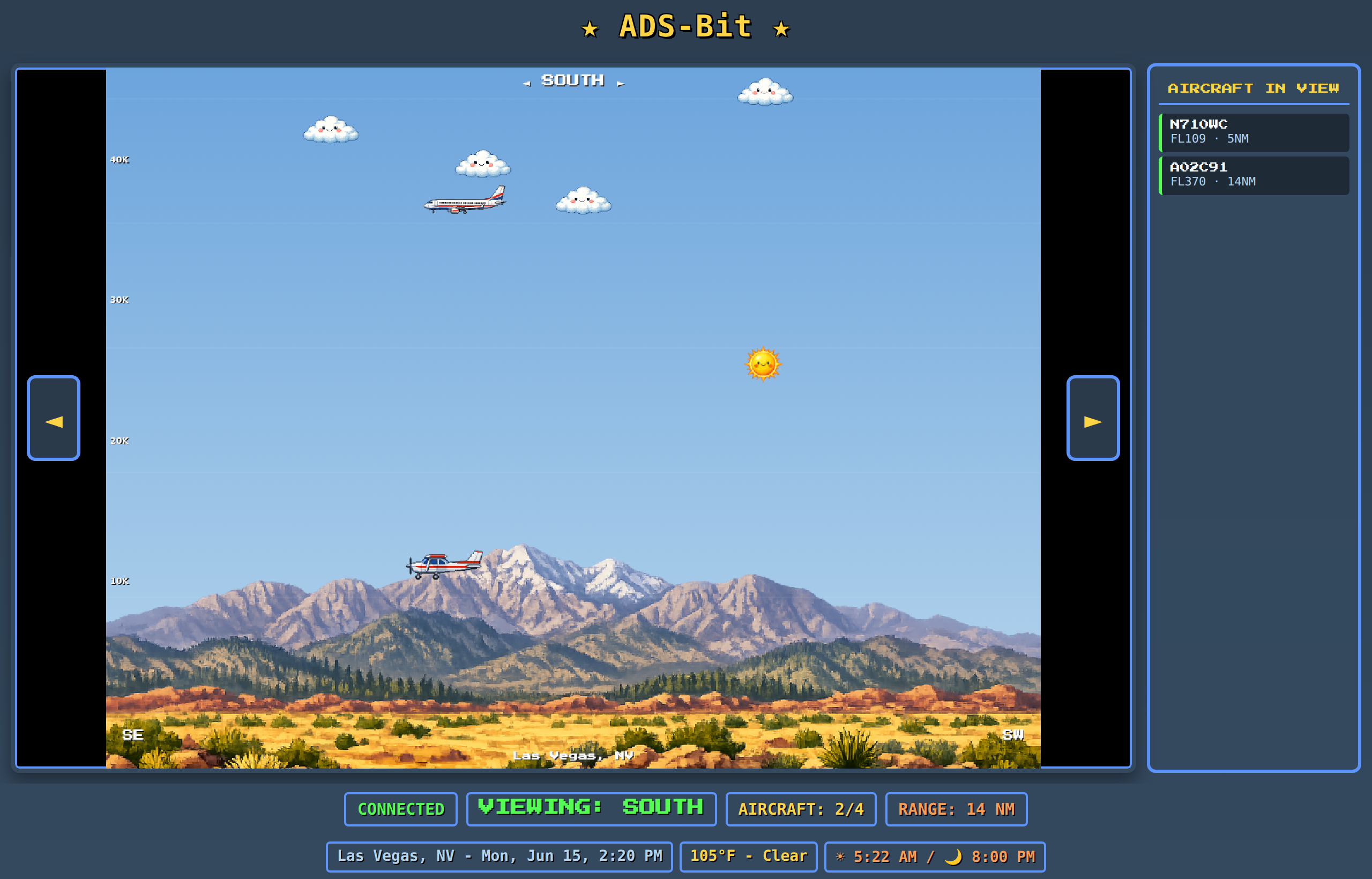 Live viewer with aircraft in view